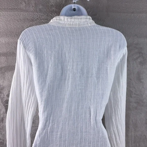 CP Shades Blouse Womens Size Small White Linen Gauze Sheer Relaxed Boho - Picture 6 of 9